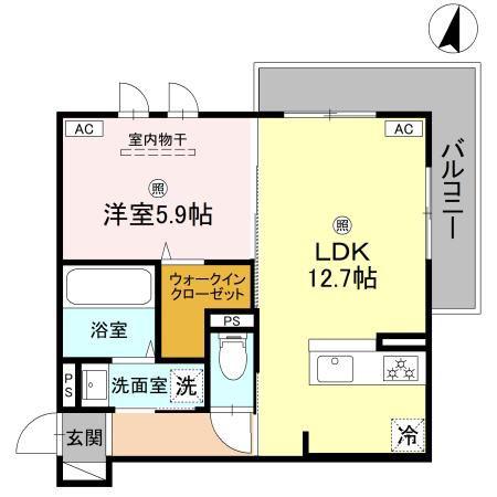 プライム金剛(1LDK/2階)の間取り写真