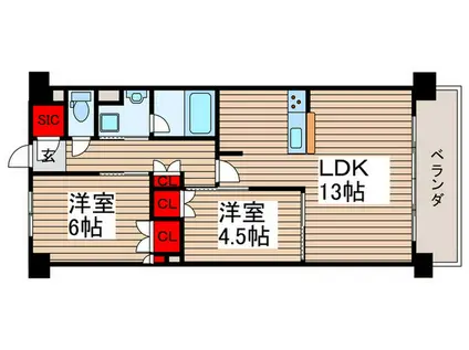 スカイグランデ津田沼(2LDK/10階)の間取り写真