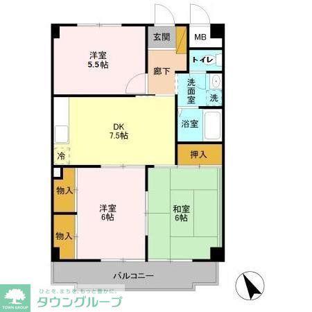 プルミエール西船(3DK/5階)の間取り写真