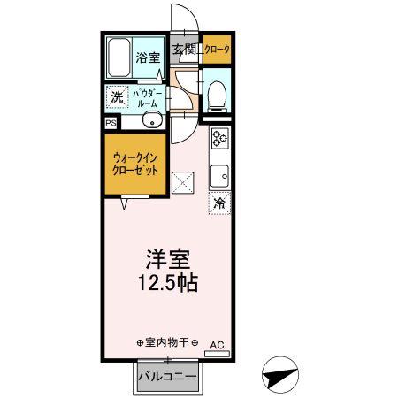 エクシブ高崎(ワンルーム/1階)の間取り写真