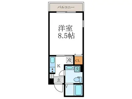 ATTRICE大将軍(1K/2階)の間取り写真