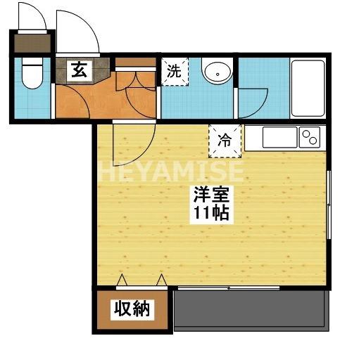 FKマンション(ワンルーム/2階)の間取り写真