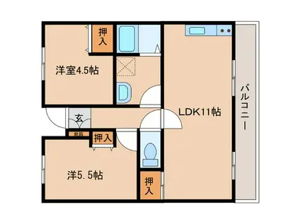 グリーンヴィレッジ和木(2LDK/2階)の間取り写真