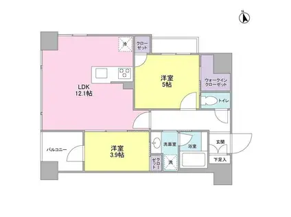 ルピナスコート(2SLDK/5階)の間取り写真