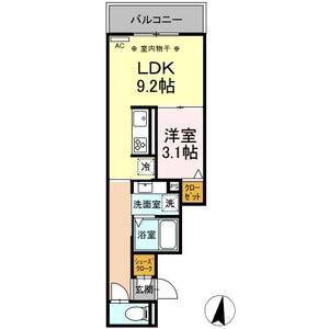 D-ROOM桜木町(1LDK/3階)の間取り写真