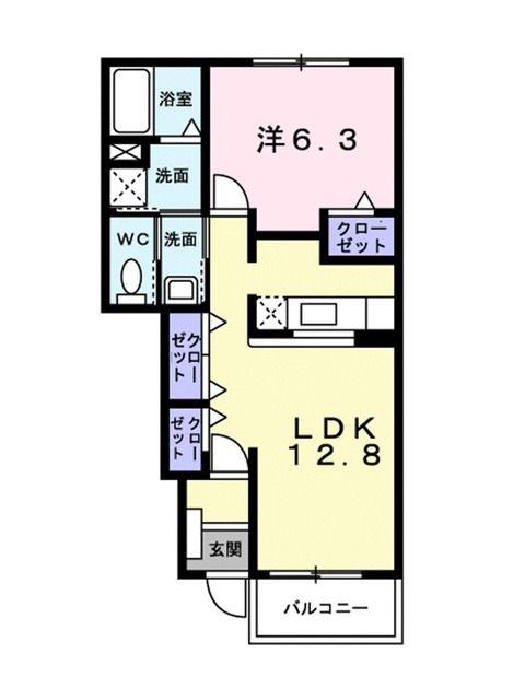 ベル・ミニョンA(1LDK/1階)の間取り写真