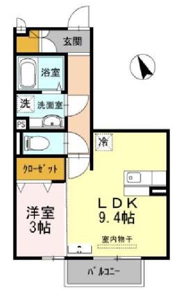 クレスト玉手(1LDK/2階)の間取り写真