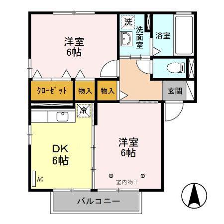 パルク・ブラウ(2DK/2階)の間取り写真