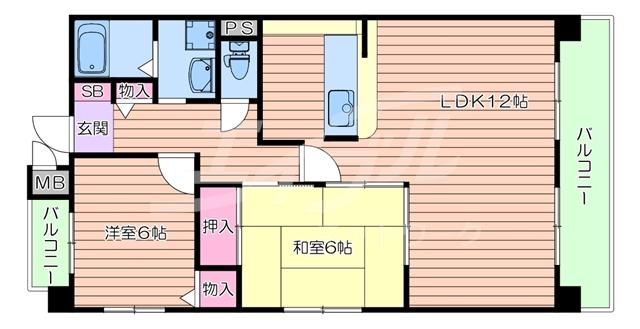ラヴィア・フォーレ千里山(2LDK/5階)の間取り写真