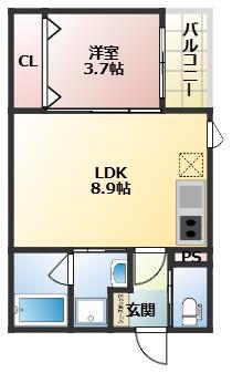 THE NOBLES 花畑(1LDK/3階)の間取り写真