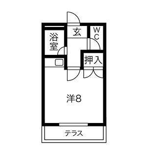 T-コーポ(1K/1階)の間取り写真