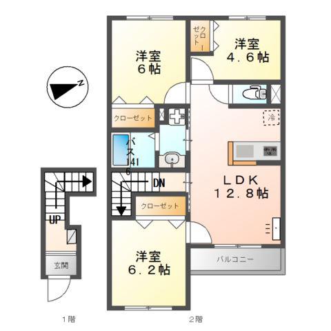 パストラル津倉(3LDK/2階)の間取り写真