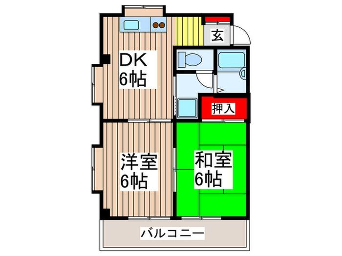 アークヒルズ(2DK/1階)の間取り写真