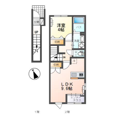 ソラティオ(1LDK/2階)の間取り写真