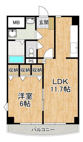 プレミール花水木(1LDK/2階)の間取り写真
