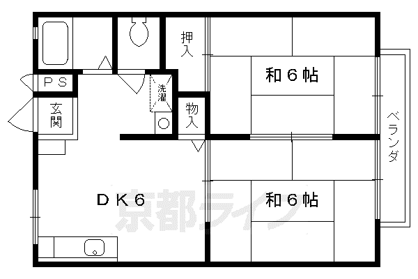 メゾン山城I(2DK/2階)の間取り写真