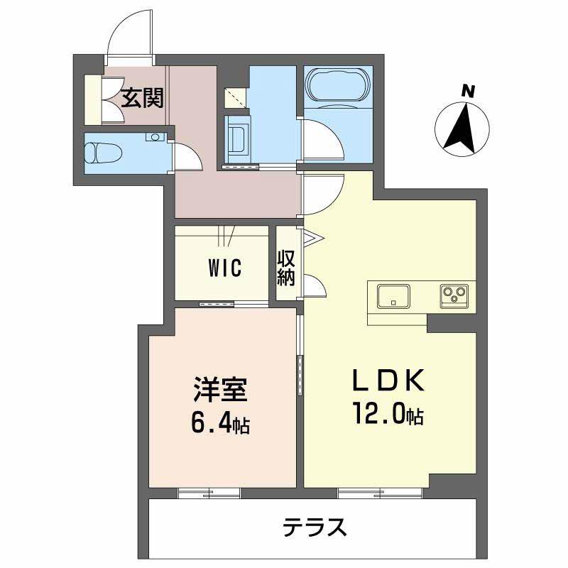 マグノリア上杉(1LDK/1階)の間取り写真