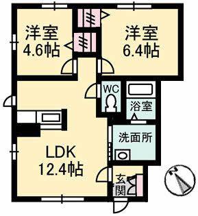 シャーメゾン本郷南 B棟(2LDK/1階)の間取り写真