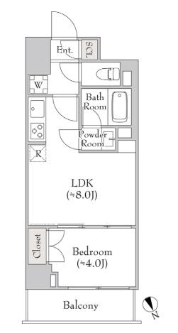 ルミーク関内II(1LDK/4階)の間取り写真