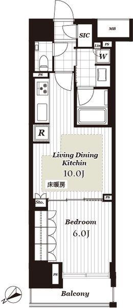 オープンレジデンシア日本橋横山町(1LDK/13階)の間取り写真