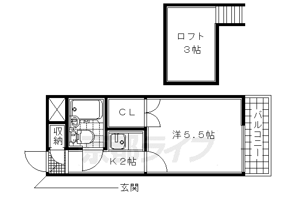 ヨーロピアン3番館(1K/2階)の間取り写真