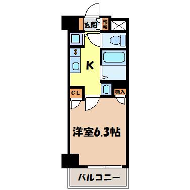 パルティール鶴舞(1K/8階)の間取り写真