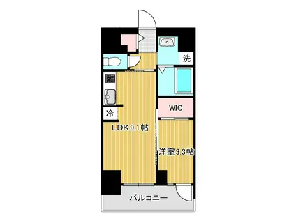 S-RESIDENCE松屋町ASENCE(1LDK/6階)の間取り写真