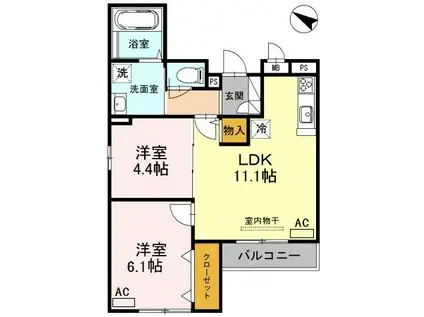 AUDREY(2LDK/3階)の間取り写真