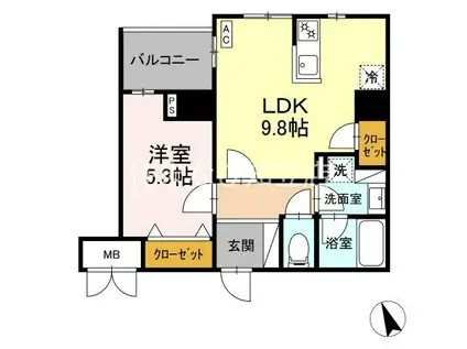ヴィラ トルチュ東刈谷(1LDK/5階)の間取り写真