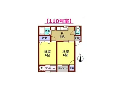 スカイホープ(2K/1階)の間取り写真