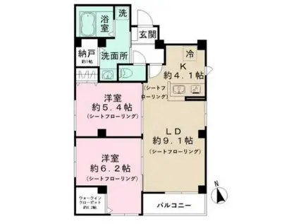 シェルクレール 松庵(1LDK/3階)の間取り写真