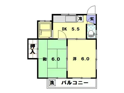 川道ビル(2DK/3階)の間取り写真