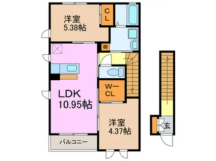 徳重セブンM(2LDK/2階)の間取り写真