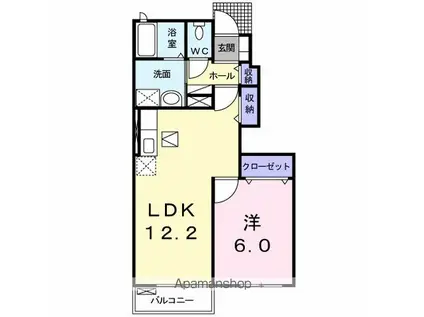 メゾン・グレイスD(1LDK/1階)の間取り写真
