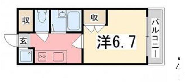 ジュネス城北新町III(1K/1階)の間取り写真