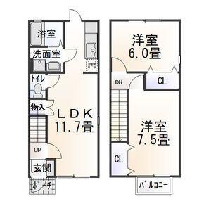 グレース・イン・吉見 A(2LDK/1階)の間取り写真