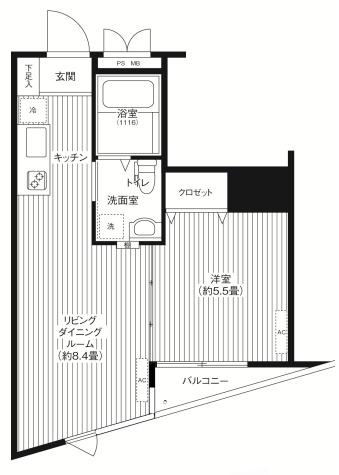 Y.S.Jビル(1LDK/3階)の間取り写真