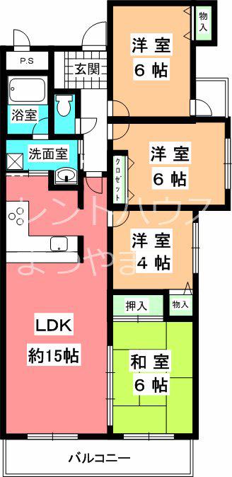 KマンションNO3(4LDK/2階)の間取り写真