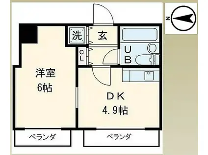 ランドピア西浅草(1DK/7階)の間取り写真