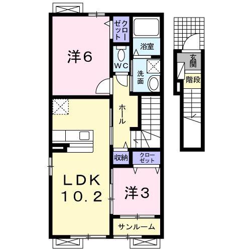 クレイドル(2LDK/2階)の間取り写真