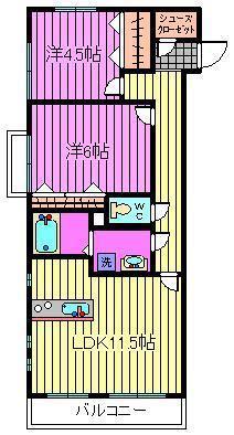 フラッツ蔵壱番館(2LDK/2階)の間取り写真