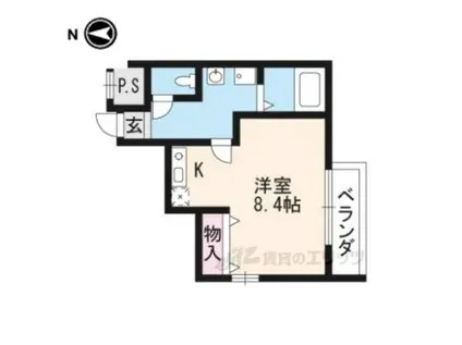 ガーネット一条庵(ワンルーム/1階)の間取り写真