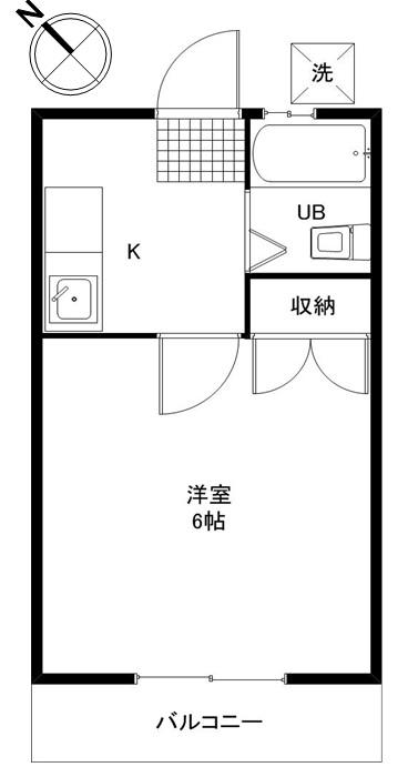 スマイル片見(1K/2階)の間取り写真