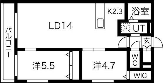 ピカデリー琴似(2LDK/3階)の間取り写真