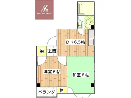 ゴールドマンションII(2DK/3階)の間取り写真