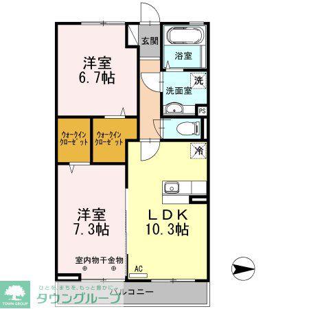 パークハイムMSK(2LDK/2階)の間取り写真