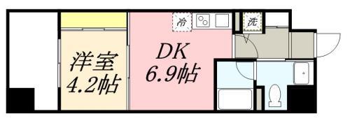 ルネッサンス21久留米六ツ門(1DK/7階)の間取り写真