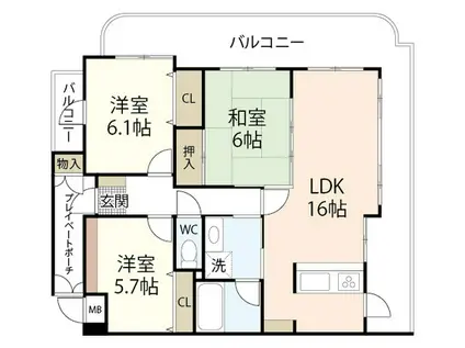 アーバンライフ黒川(3LDK/3階)の間取り写真