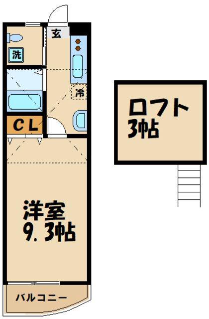 ルーブル三鷹壱番館(1K/3階)の間取り写真