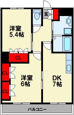 CENTURY椿A(2DK/2階)の間取り写真
